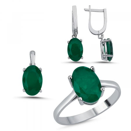 Set argint cu zirconii verzi