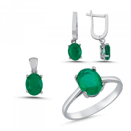 Set argint cu zirconii verzi