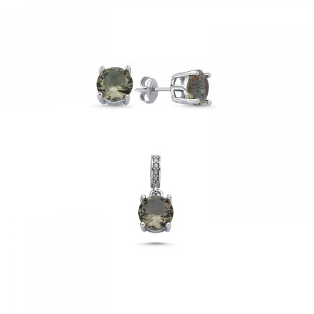 Set argint cu zirconii zultanit 8 mm