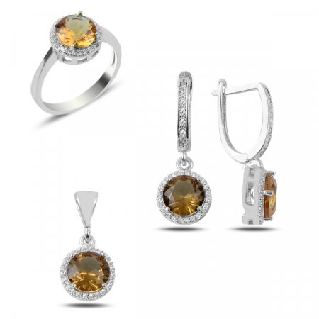 Set argint pandant, inel si cercei cu zultanit si zirconii albe - STU0040 [0]