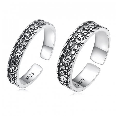 Set argint doua inele florale [0]