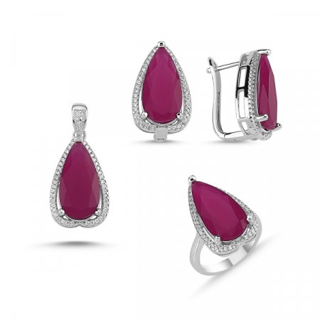 Set argint elegant cu zirconii picatura [0]