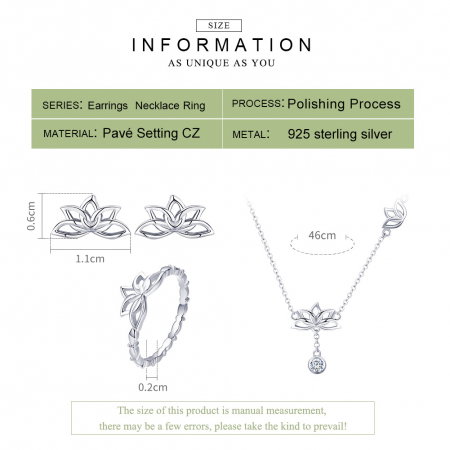 Set argint floare de lotus colier inel cercei [2]