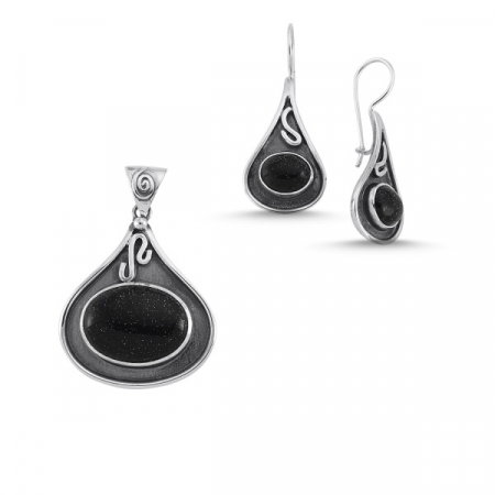 Set argint handmade Blue Goldstone [0]