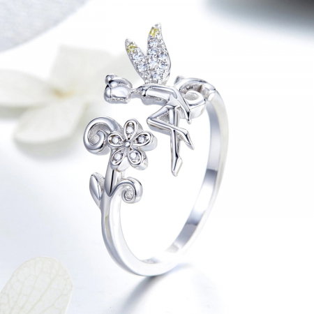 Set argint inel reglabil si cercei cu zane si zirconii colorate [6]