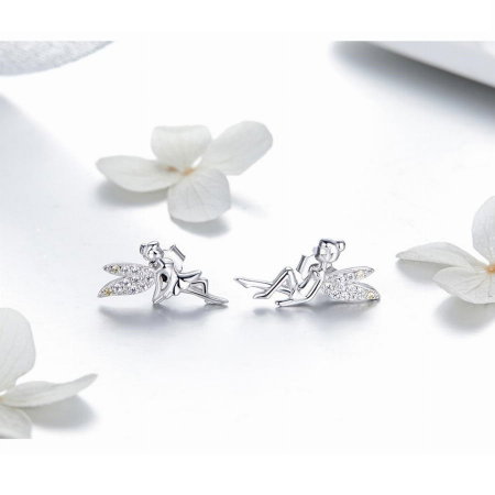 Set argint inel reglabil si cercei cu zane si zirconii colorate [3]