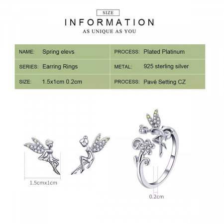 Set argint inel reglabil si cercei cu zane si zirconii colorate [7]