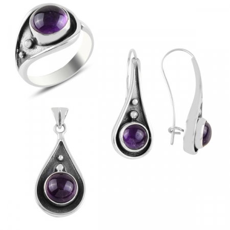 Set argint lucrat manual cu ametist [0]