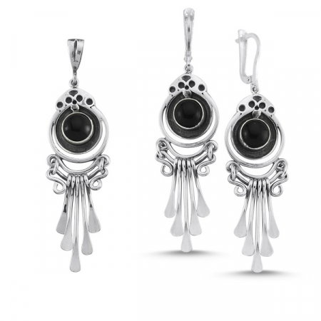 Set argint lucrat manual cu onix [0]