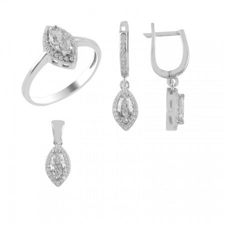 Set argint Marquise cu zirconii