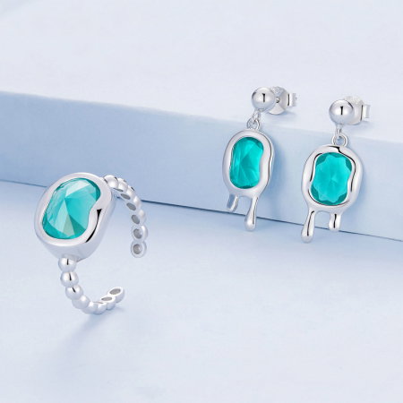 Set argint Picasso inel reglabil si cercei [4]