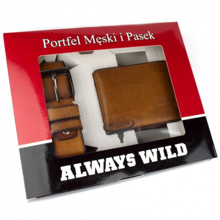 Set cadou barbati (portofel + curea) din piele naturala Wild PORM637 [11]