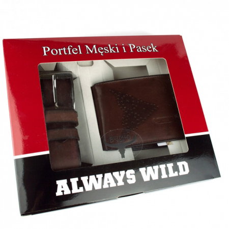 Set cadou barbati (portofel + curea) din piele naturala Wild PORM802 [9]