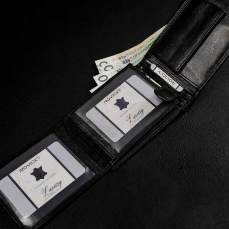 Set cadou barbati, portofel si curea din piele naturala, Rovicky, PORMG903, cu RFID [8]