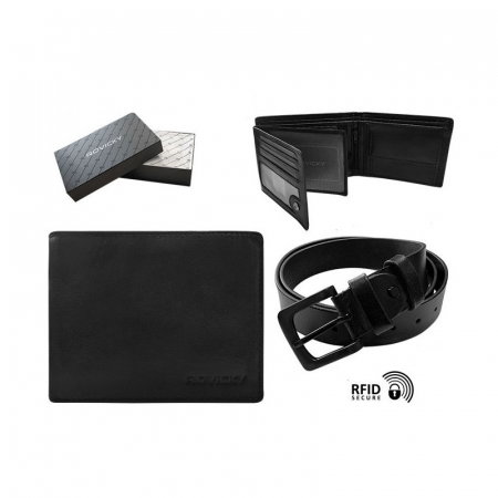 Set cadou barbati, portofel si curea din piele naturala, Rovicky, PORMG904, cu RFID [16]