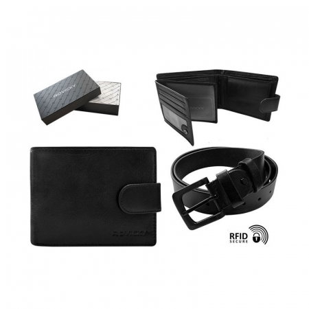 Set cadou barbati, portofel si curea din piele naturala, Rovicky, PORMG906, cu RFID [9]