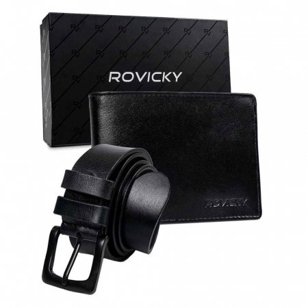 Set cadou barbati, portofel si curea din piele naturala, Rovicky, PORMG905, cu RFID [0]