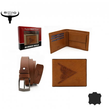 Set cadou barbati, portofel si curea din piele naturala, Wild, PORM805 [7]