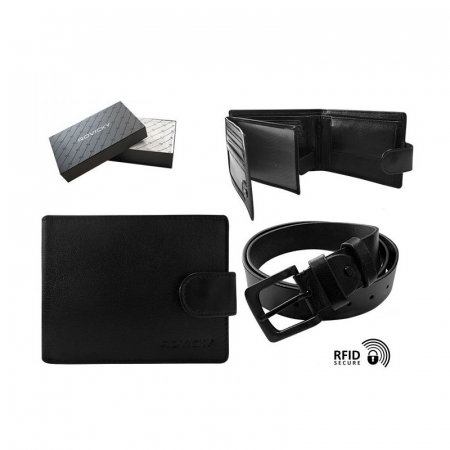Set cadou barbati, portofel si curea din piele naturala, Rovicky, PORMG903, cu RFID [12]