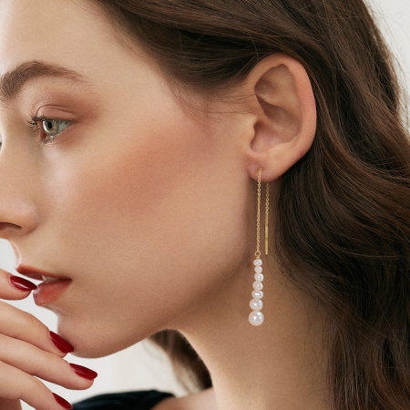 Set colier, cercei si inel argint 925 placat cu aur 14K cu perle naturale [5]