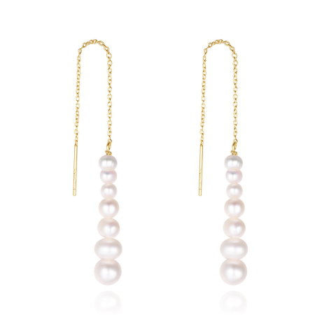 Set colier, cercei si inel argint 925 placat cu aur 14K cu perle naturale [4]