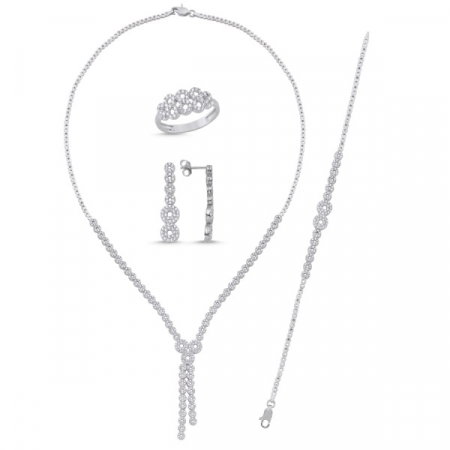 Set mireasa din argint 925 cu zirocnii albe