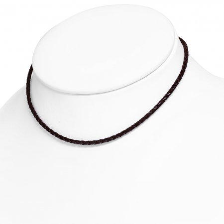 Snur, bratara maro piele impletita cu inox 45 cm si 3 mm LSL0295 [1]