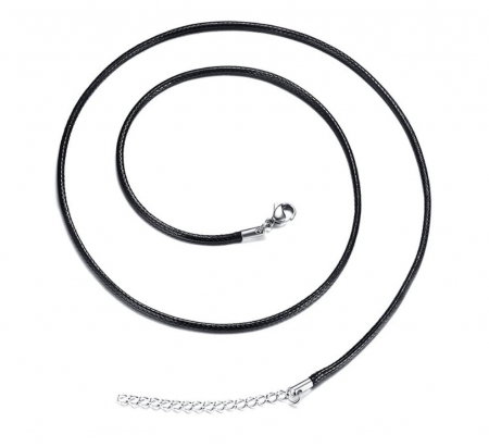 Snur sau bratara din sfoara cerata cu inox 45 cm 2 mm [0]
