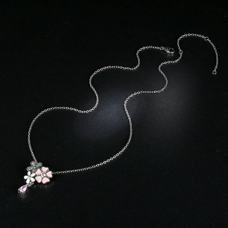 Talisman argint 925 cu lant, floricele si zirconii albe - Be Nature CST0002 [2]