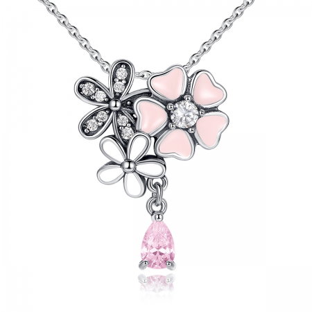 Talisman argint 925 cu lant, floricele si zirconii albe - Be Nature CST0002 [0]