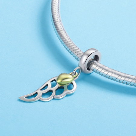 Talisman argint aripa de inger cu inimioara placat cu aur [3]