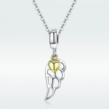 Talisman argint aripa de inger cu inimioara placat cu aur [6]
