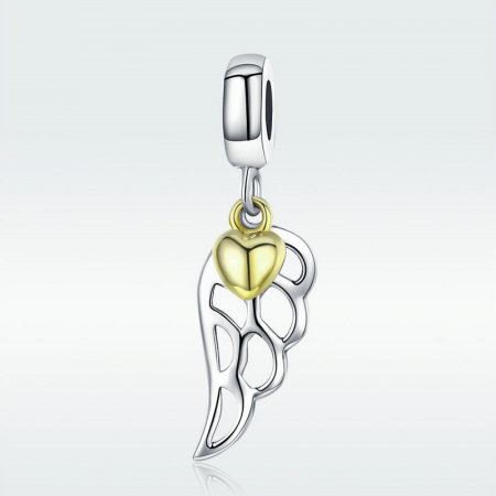 Talisman argint aripa de inger cu inimioara placat cu aur [1]