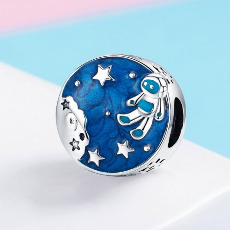 Talisman argint Astronaut in Spatiu [2]