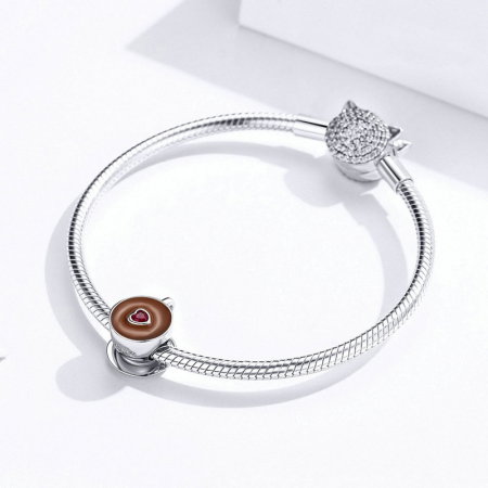 Talisman argint ceasca cu cafea placat cu rodiu [4]