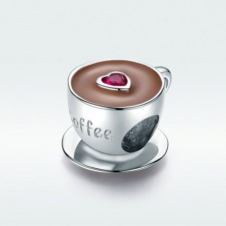 Talisman argint ceasca cu cafea placat cu rodiu [3]