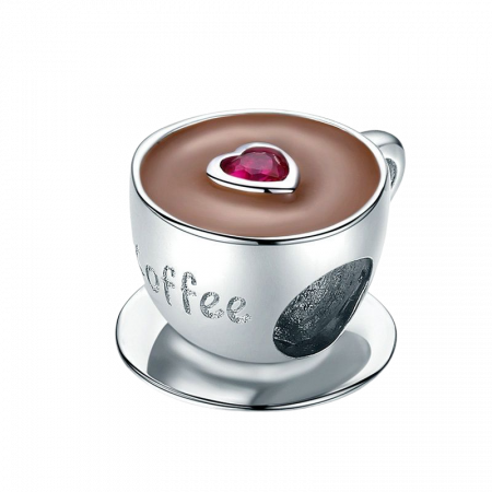 Talisman argint ceasca cu cafea placat cu rodiu [1]