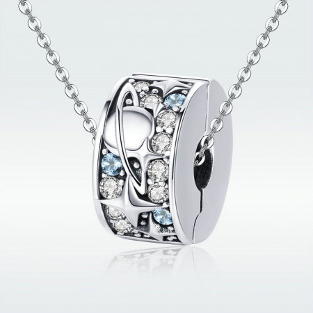 Talisman argint Clips cu planeta, luna si stele [6]