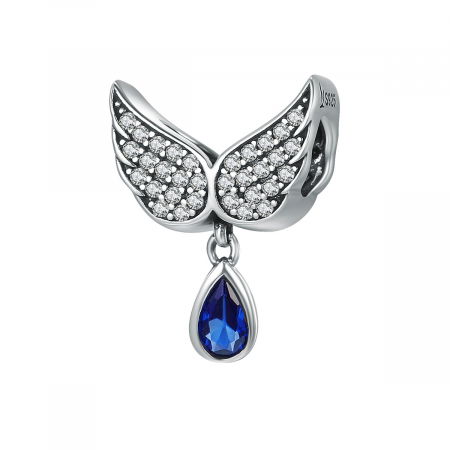 Talisman argint cu aripi de inger si zirconii