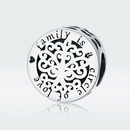Talisman argint cu copacul vietii Family is a circle of love [4]
