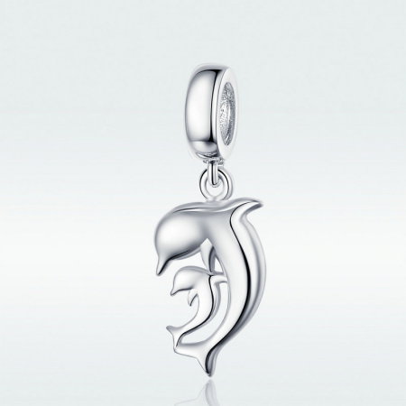 Talisman argint cu delfini mama si puiul [4]