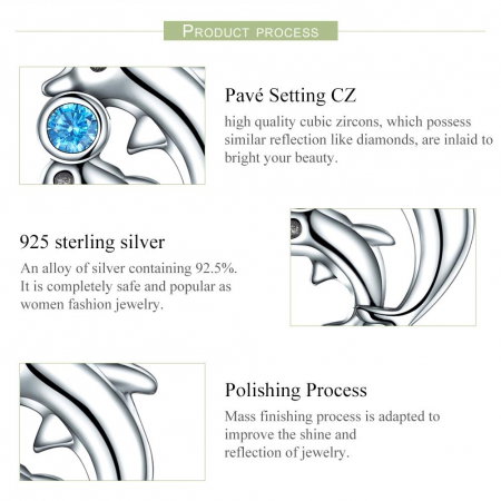 Talisman argint cu familie jucausa de delfini si zirconiu [5]