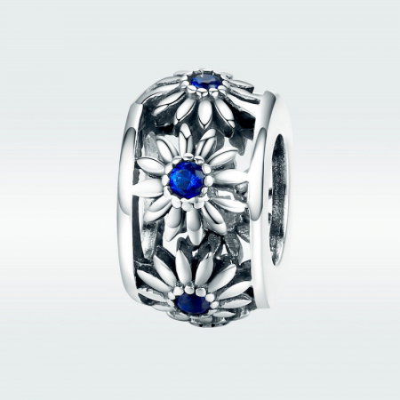 Talisman argint cu flori si cristale albastre [4]