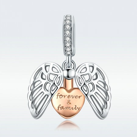 Talisman argint cu inimioara, aripi de inger si cristale [2]