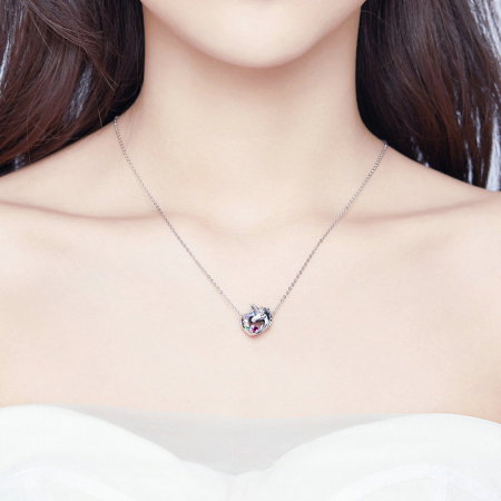 Talisman argint cu unicorn si zirconii multicolore si mesaj Mom [3]