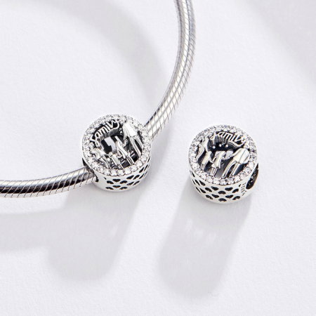Talisman argint Family cu zirconii albe [1]