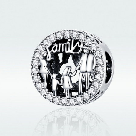 Talisman argint Family cu zirconii albe [4]