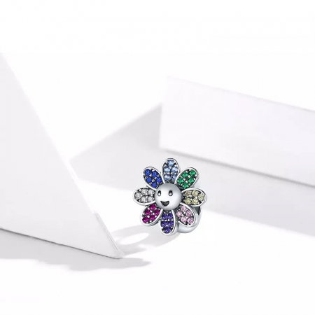 Talisman argint floare vesela cu cristale [2]