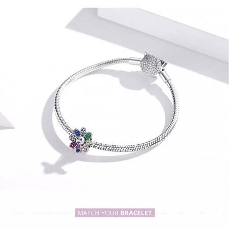 Talisman argint floare vesela cu cristale [3]