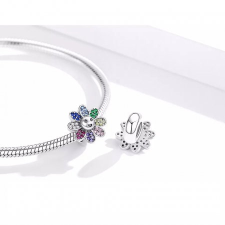 Talisman argint floare vesela cu cristale [1]